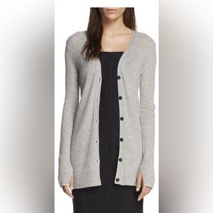 rag & bone Gray Ribbed Button Cardigan S Minimalist Classic Cashmere Basic Layer